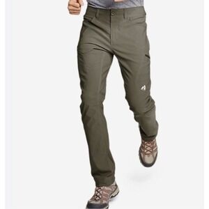Eddie Bauer Men's First Ascent Pants 33x32 Olive Green Fleece Lined Hiking Nylon